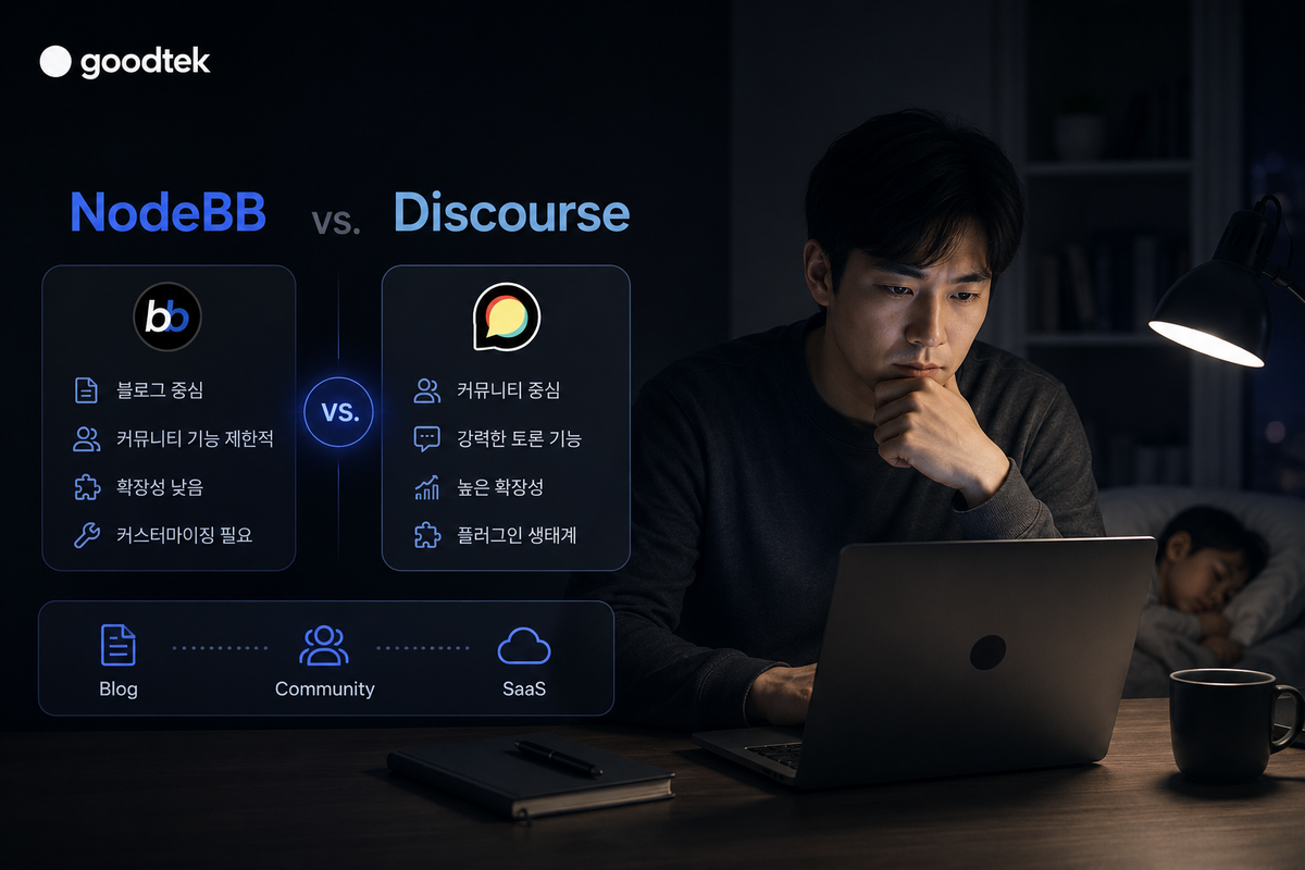 NodeBB vs. Discourse: goodtek 커뮤니티를 NodeBB로 시작한 이유