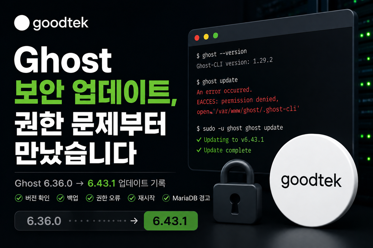 Ghost 보안 업데이트를 하려다가 권한 문제부터 만났습니다