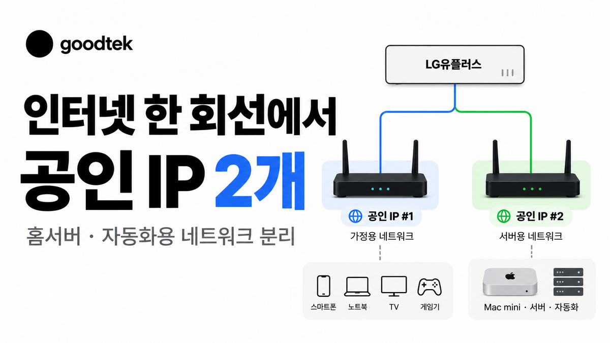 LG유플러스 인터넷 하나인데 공인 IP가 2개? 직접 공유기 두 대 연결해봤습니다